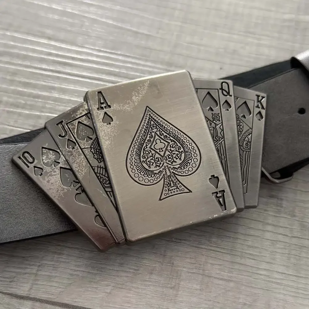 Poker Card Themed Buckle Faux Leather Belt